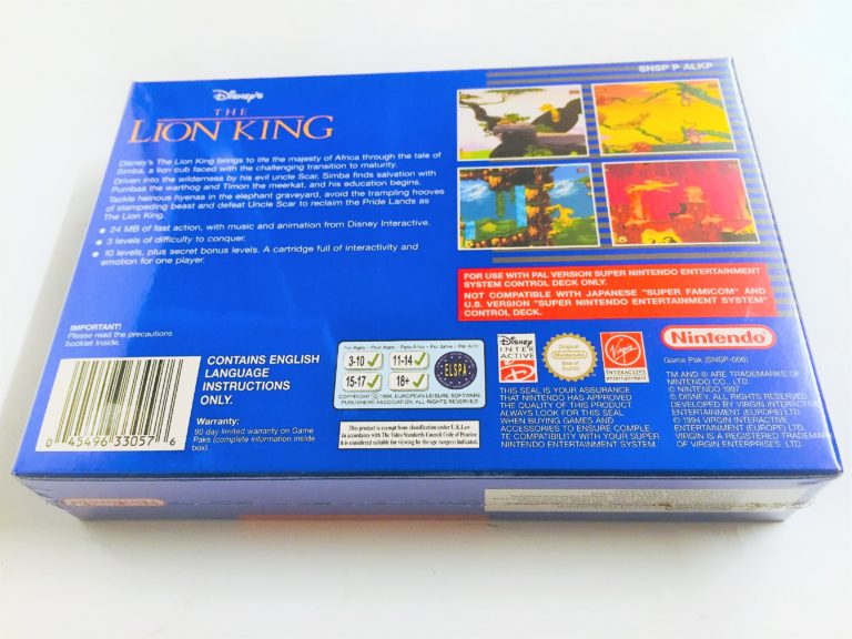 JEU SUPER NINTENDO ROI LION Boutique Univers Vintage